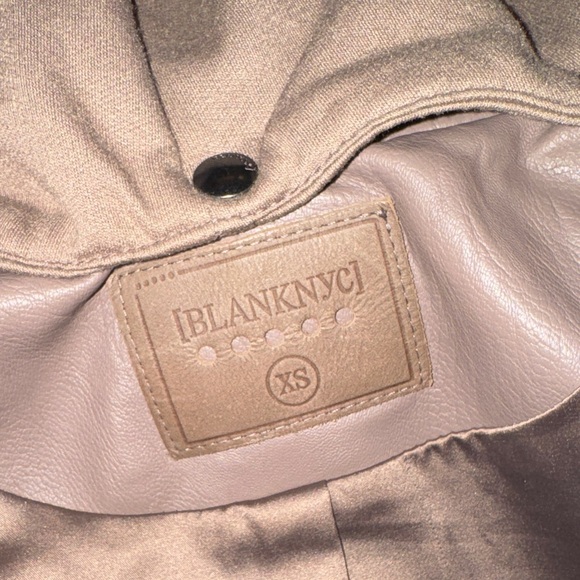 Blank NYC Taupe Leather Jacket with Removable Hood XS Women’s Coat XS - Picture 5 of 12